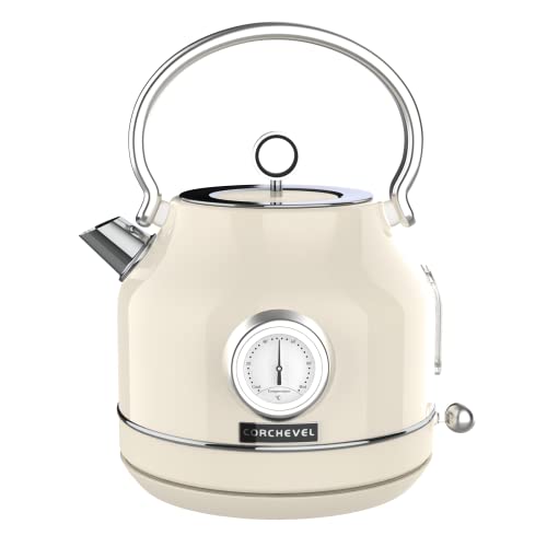 Retro Electric Kettle with Temperature Gauge and Auto Shut-Off