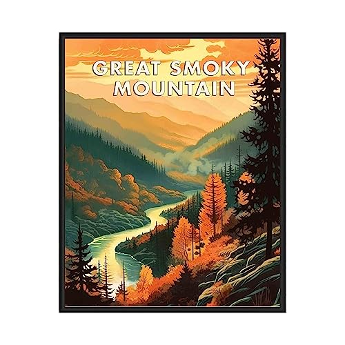 Retro Mountain Lake Wall Art Poster