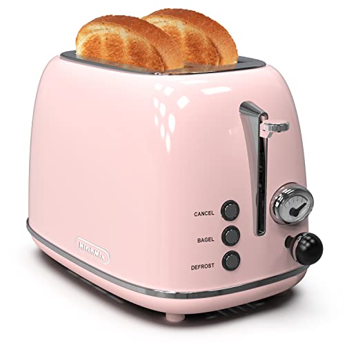 Retro Stainless Steel Toaster with 6 Settings (Baby pink)
