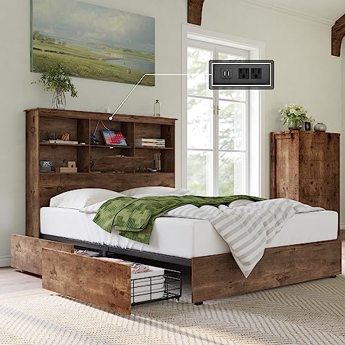 Retro Style Bed Frame with Storage