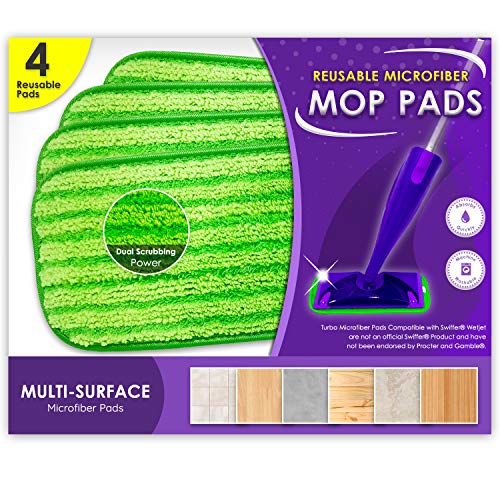 Reusable Floor Mop Pads - 4 Pack