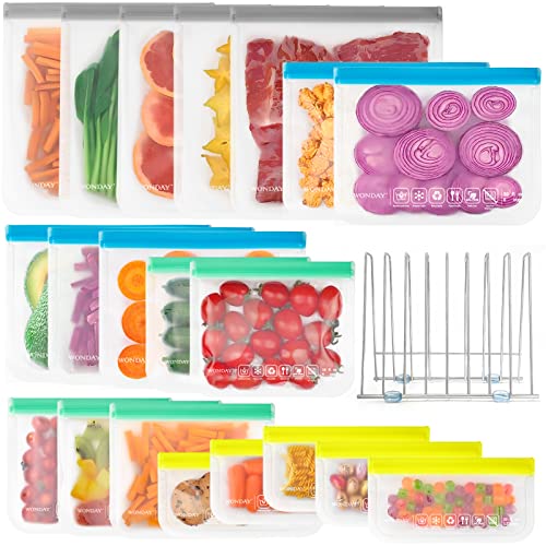 Reusable Food Storage Bags with Drying Rack