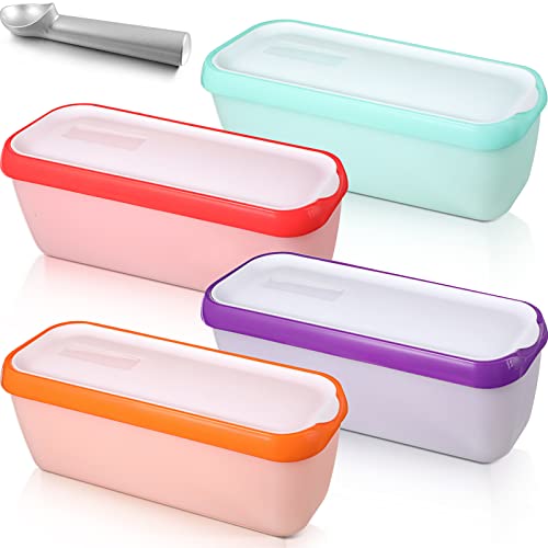 Reusable Ice Cream Containers with Lids and Scoop