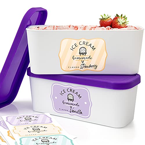 Ice Cream Tub Reusable Container with Non-Slip Base, Stackable on Freezer  Shelves, BPA-Free 