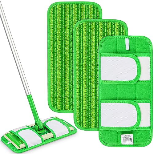 PAPCLEAN 12 Inch Washable Microfiber Mop Pads - 3 Pack