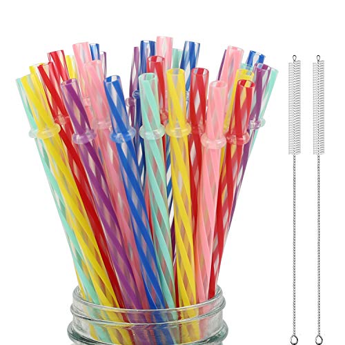 Reusable Plastic Straws with Case and Brushes