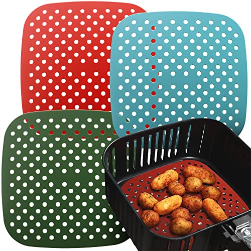 LOTTELI KITCHEN Silicone Air Fryer Pot with Handles - Reusable Dual Basket  Accessories, Heat Resistant Easy to Clean Air Fryer Accessories, Replace
