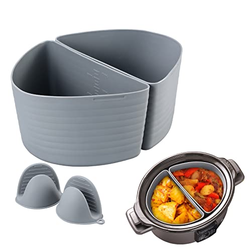 1pc Slow Cooker Inner Pot, With 2in1 Reusable Insertable Separator,  Compatible With 6-8qt Oval Shape Slow Cooker, Silicon Lining, Dishwasher  Safe, Easy To Clean