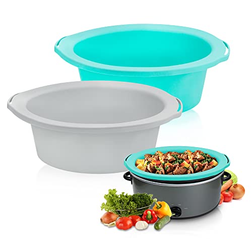 Silicone Slow Cooker Liner Compatible With 6-8 Quarts Slow Cooker Crockpot,  Bpa Free Insert Liners For Oval Or Round Pot