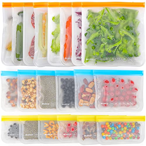 WeeSprout 100% Silicone Reusable Food Storage Bags - Set of 7 Leakproof &  Airtight Bags (Four 4 Cup Bags and Three 6 Cup Bags), Freezer, Microwave, 