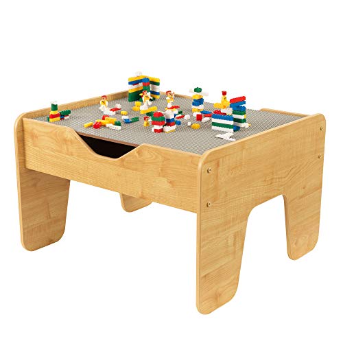 Reversible Wooden Activity Table with Board with 195 Building Bricks