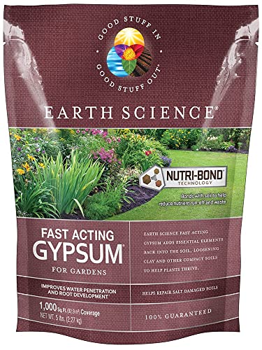 Revitalize Your Soil with Earth Science: Fast-Acting Gypsum Featuring Nutri-Bond Runoff Reduction Tech – Restore Soil Health, Enhance Water Penetration – 5 lb Soil Conditioner