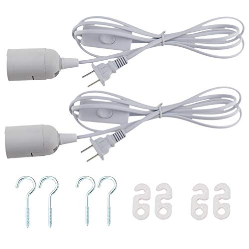REXTiN 2-Pack LED Light Socket Extension Cord with Switch, US Plug