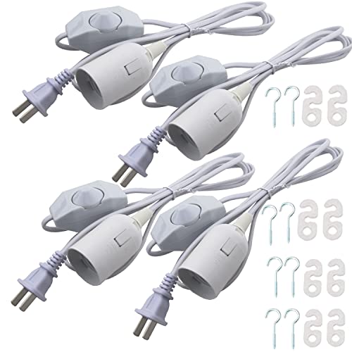 REXTiN Hanging Lamp Cord 4-Pack with Dimmer, Plug & LED Extension