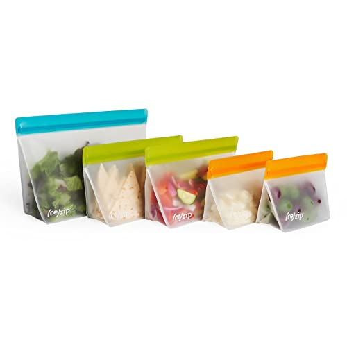 (re)zip 5-Piece Stand-Up Reusable Bag Bundle | BPA-Free, Food Grade, Leakproof