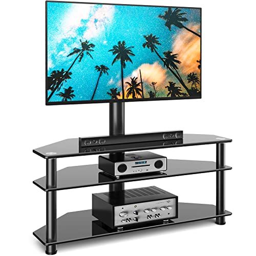Rfiver Swivel Glass TV Stand with Mount