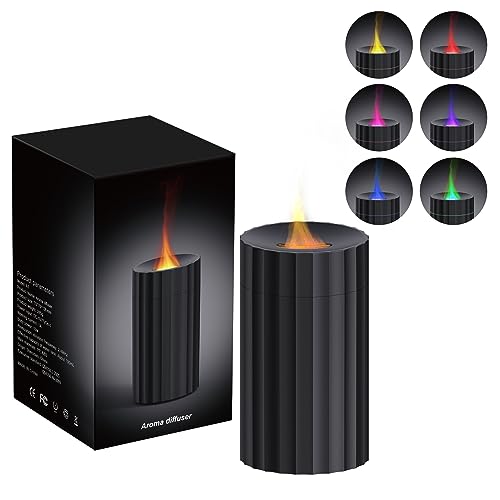 Rican Car Diffuser, Flame Diffuser for Essential Oils,100ml Colorful Air Aroma Diffuser Humidifier, Car Air Freshener Aromatherapy Diffuser for Car, Home Office, Hotel - Black