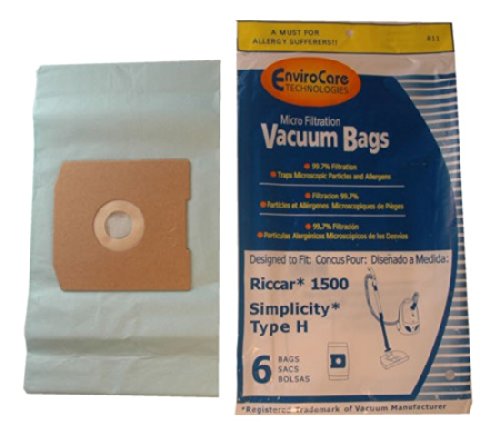 Riccar Vacuum Cleaner Replacement Bags (Type H, 6 Pack)
