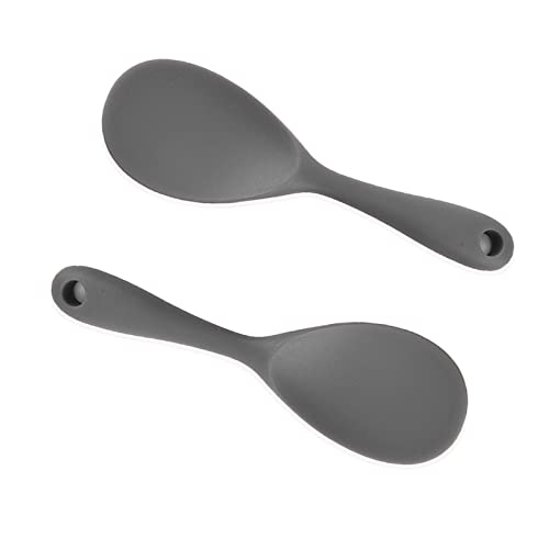Rice Paddle, Silicone Rice Spoon Non Stick Rice Scooper Heat Resistant Kitchen Gadge Rice Spoon Paddle Cooking Utensil Rice Spatula Rice Cooker Spoon for Rice, Salads, Mashed Potato (Set of 2)