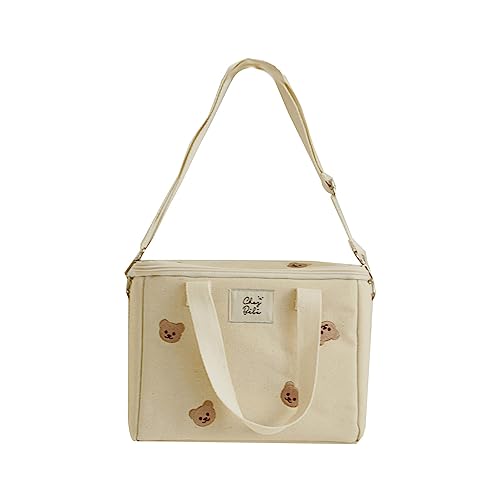 Kawaii Insulated Lunch Bag for Girls and Women: Beige