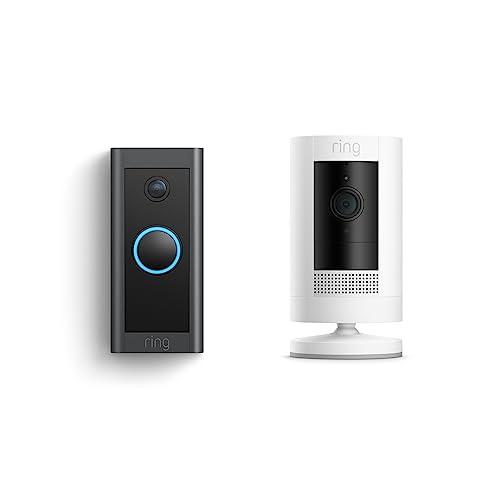Ring Video Doorbell Wired with Ring Stick Up Cam (White)
