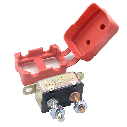 RKURCK 12V 30A Circuit Breaker with Red Boot Cover