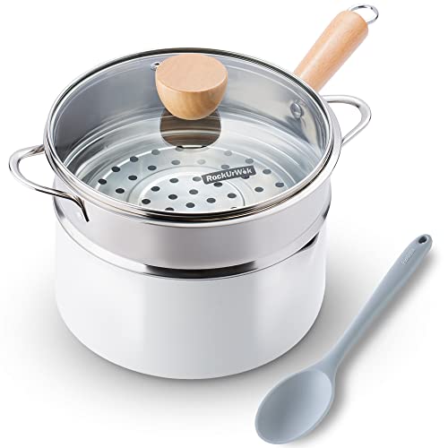 ROCKURWOK Ceramic Nonstick Sauce Pan with Steamer