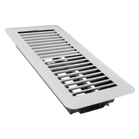 Rocky Mountain Premium White Floor Vent - 4x10 - Easy Adjust - Heavy Duty