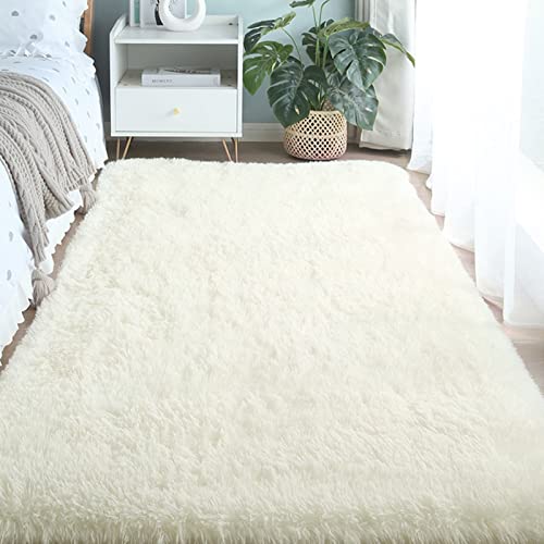 ROCYJULIN Area Rugs 5x7 for Bedroom, Thickened Fluffy 5x7 Area Rugs for Living Room, Ultra Soft Non-Slip Large Shag Fuzzy Rug for Nursery, Kids, Girls, Boys, Cream
