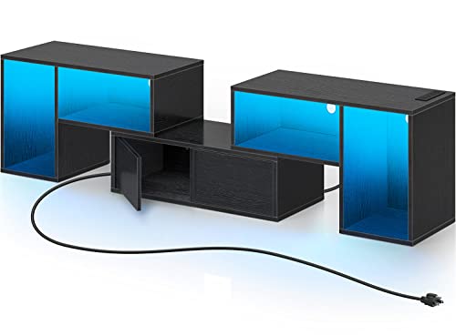 Rolanstar Deformable TV Stand with LED Strip and Power Outlets