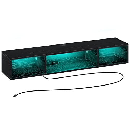 Rolanstar Floating TV Stand with RGB Lights, 47.2" Wall Mounted TV Shelf