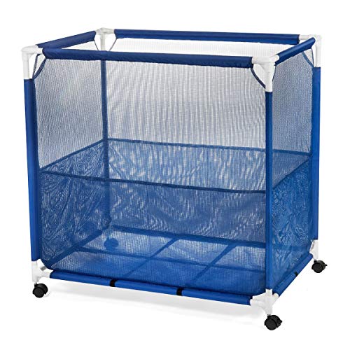 Rolling Poolside Mesh Container for Pool Toy Storage