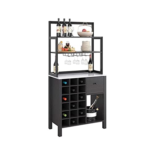 ROLTIN Wine Bar Rack Cabinet with 18 Bottle Rack and Glass Holder
