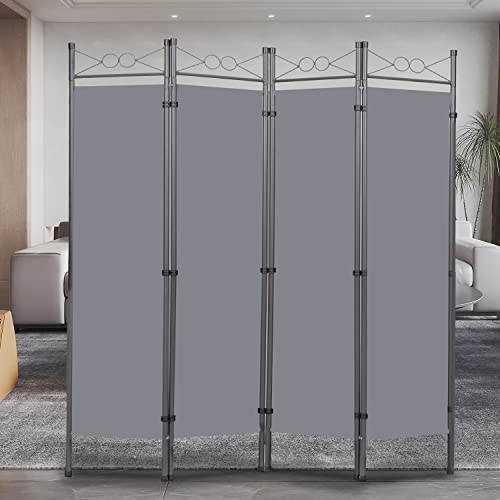 6 Ft Tall Room Divider with Fabric Panel and Metal Frame
