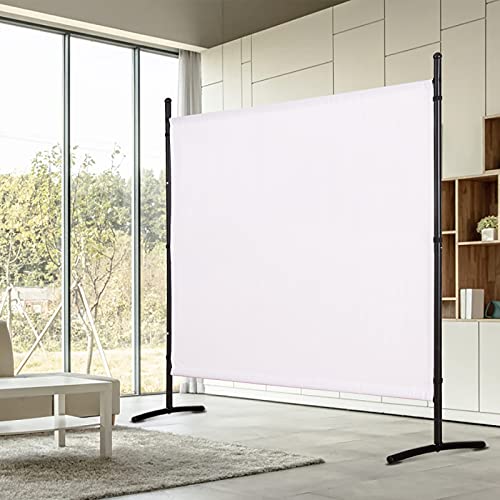 Room Divider 72 inch Privacy Screens Single Panel Portable Partition Screen Steel Frame& Frabic Office Partition for Home Office Dorm Decor White