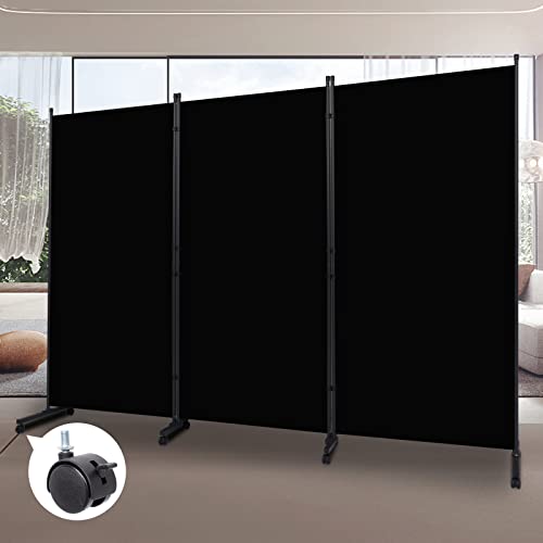 6FT Tall Folding Room Divider with Wheels for Office Use" by HOMSCREENER