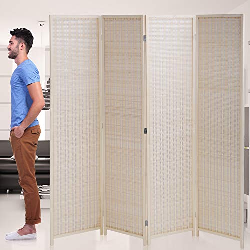 Handwoven Bamboo Room Divider - 4 Panel, 72" High