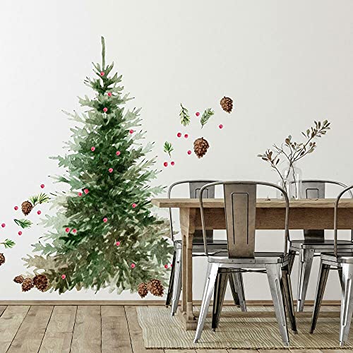 RoomMates RMK4835GM Watercolor Evergreen Christmas Tree Giant Peel and Stick Wall Decals