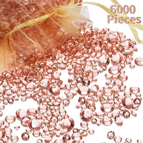 Rose Gold Acrylic Crystal Scatter Gems for Wedding & Party Decorations