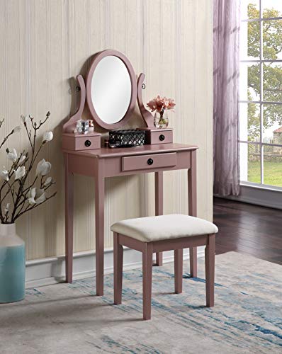 Rose Gold Vanity Table and Stool Set
