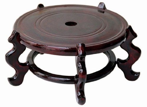 Rosewood Oriental Fishbowl Stand - 5" Round