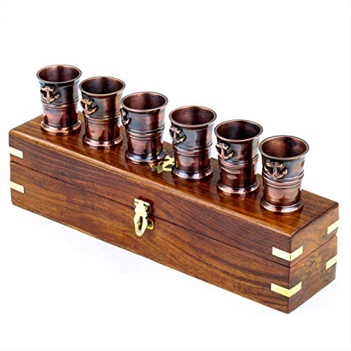 Rosewood Shot Glass Set With Storage Case