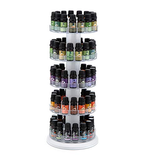 Rotating Essential Oil Display Stand Spinning Rack for 75 Bottles(up to 120) Organizer 5 Tier Storage Holder