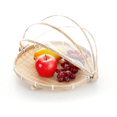 12-Inch Round Bamboo Food Storage and Serving Basket with Lid