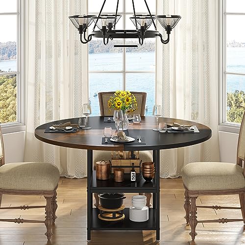 Round Dining Table with Storage Shelf