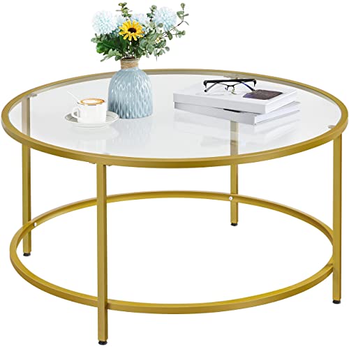 Round Glass-Top Coffee Table