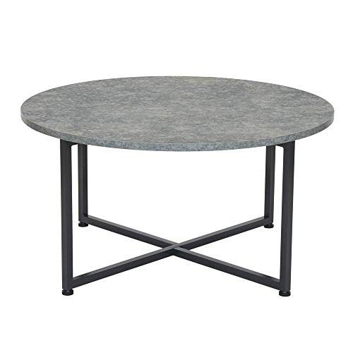 Round Gray Coffee Table, Grey Slate