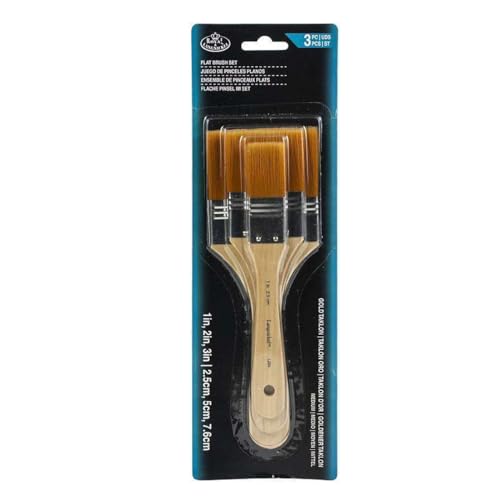 ROYAL BRUSH Large Gold Taklon Paint Brushes - Ideal for Acrylics and Stains