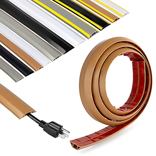 Brown Cord Cover Protector - 4ft Self-Adhesive Floor/Wall Cable Guard