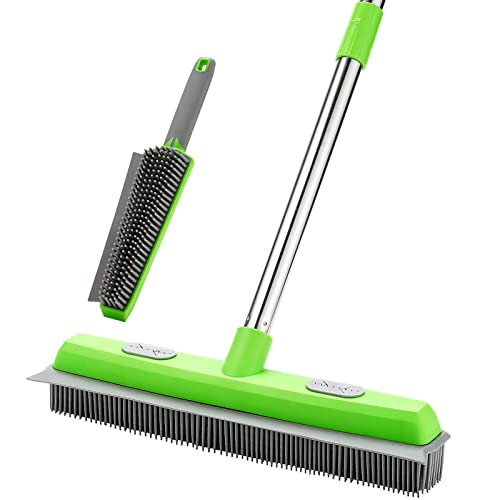 Rubber Broom with Squeegee for Carpet Pet Hair Remover